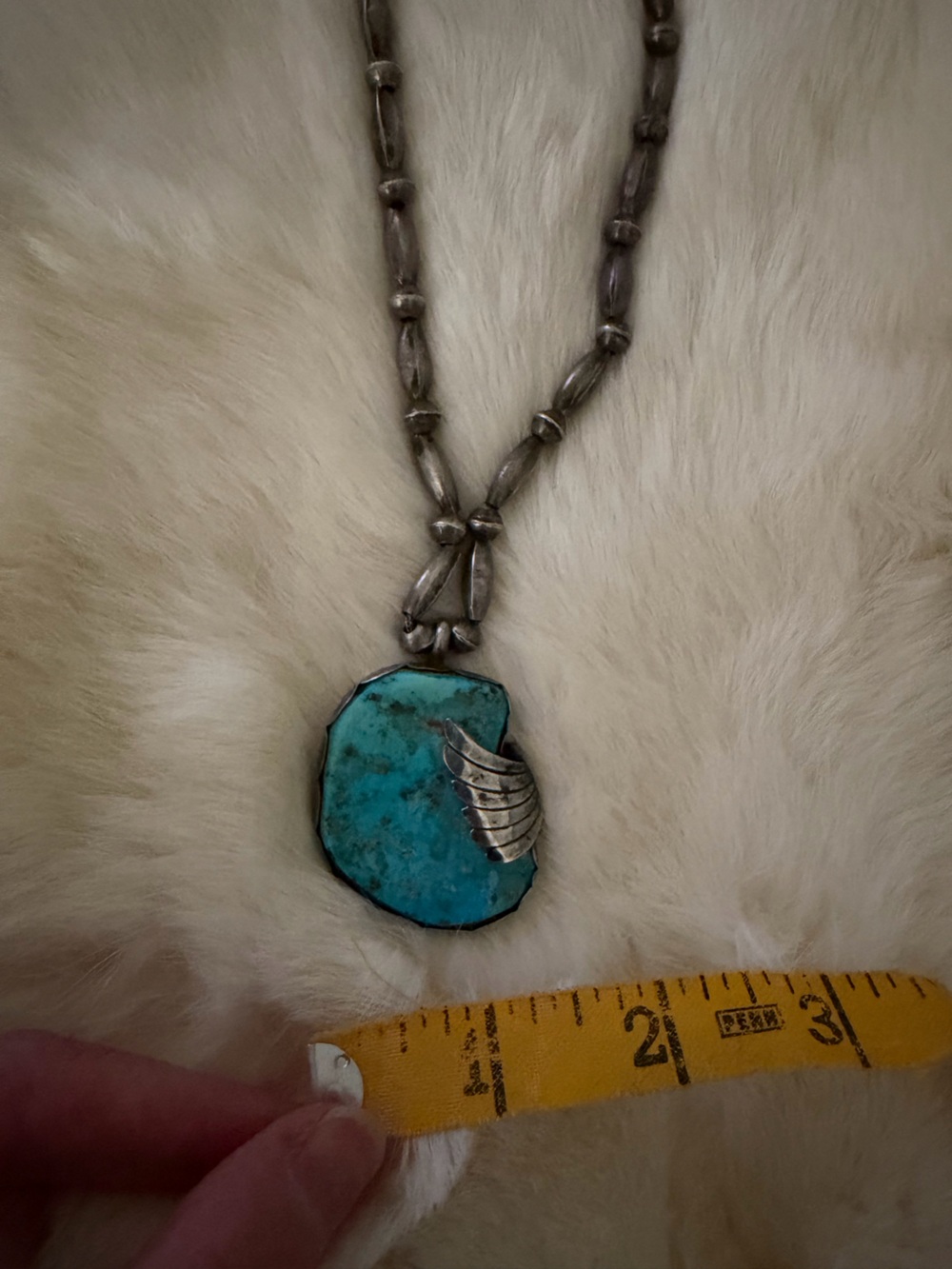 Gorgeous Vintage Navajo Diné Morenci Turquoise Silver Beaded Necklace 🔥🔥 - Picture 12 of 16